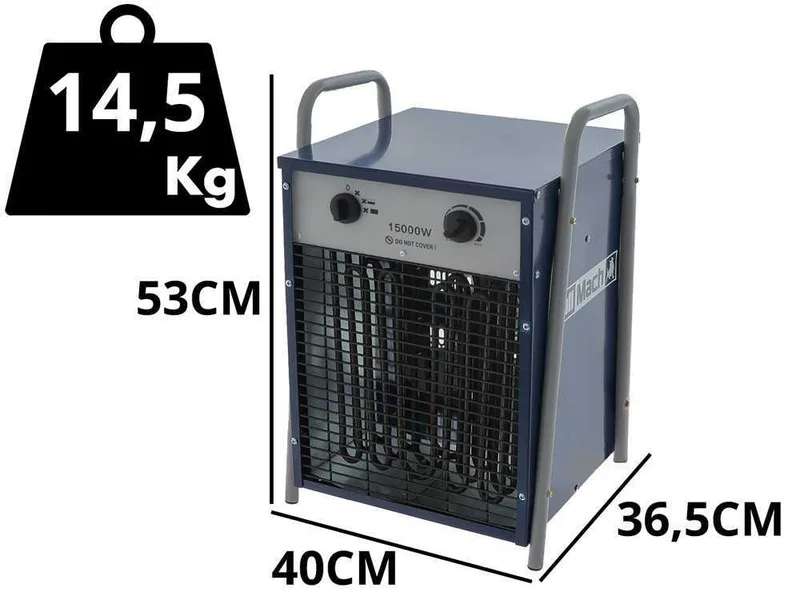 BullMach BM-EFH 15H - Générateur d'air chaud triphasé avec ventilation - 15 kW