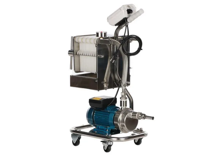 Tellarini CrystalPro Oil 10 - Filtre à plaques pour l'huile sur chariot - Pompe INOX