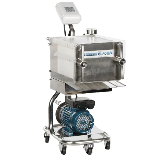 Tellarini CrystalPro Oil 20 - Filtre à plaques pour l'huile sur chariot - Pompe INOX