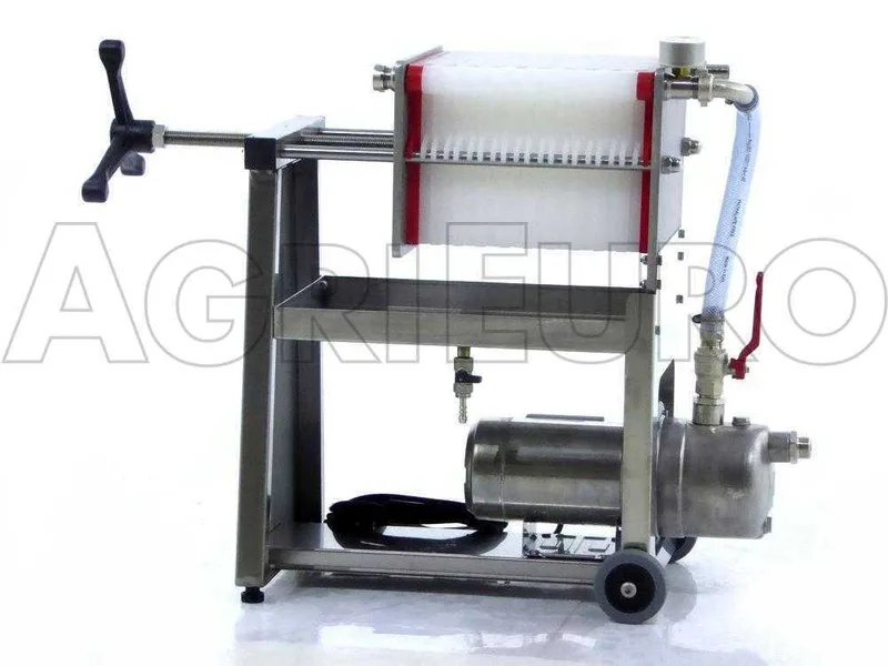 Enotecnica Pillan AF20 - Filtre à 20 cartons et à plaques 20x20 - pompe oneologique-châssis/pompe en acier INOX