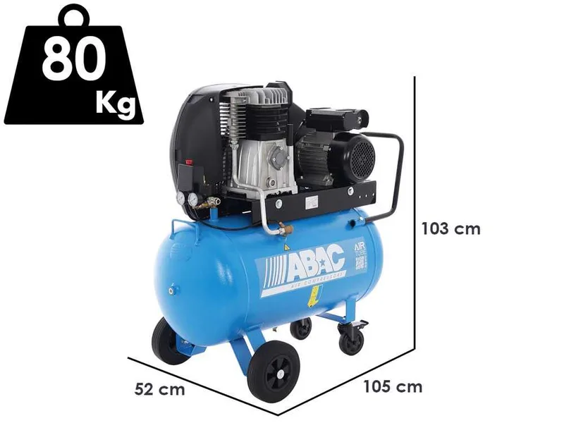 ABAC A39B 90 CM3 - Compresseur d'air électrique monophasé par courroie - Moteur 3 CV - 90 L