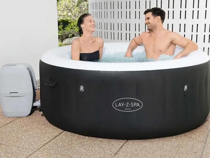 Bestway Lay-Z-Spa Miami AirJet 60001 noir - Ø180x66 cm - Spa gonflable pour 3-4 personnes