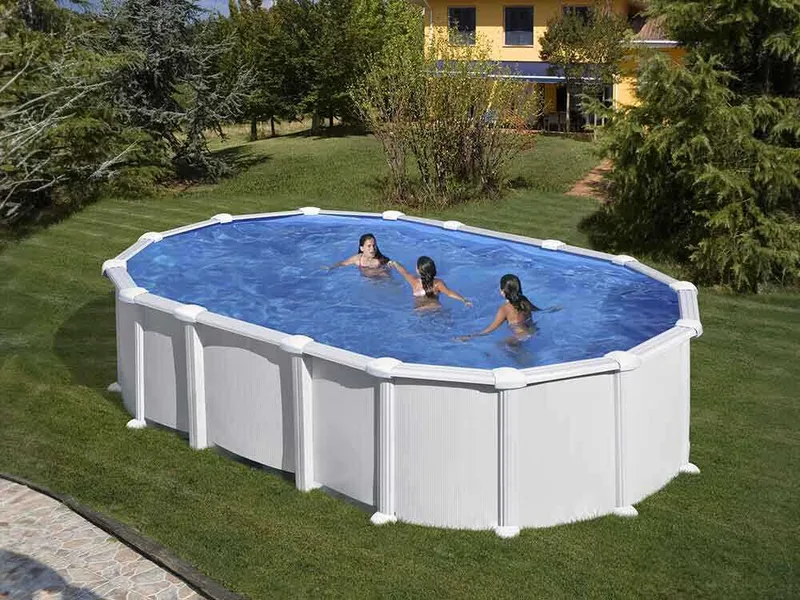 Gre Haiti Ovale 610 x 375 x 132 cm - Piscine hors-sol en acier - Traverses enterrées