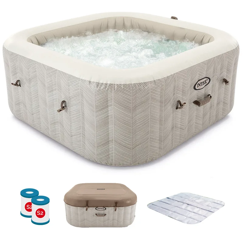 Intex Carrée Chevron Deluxe 28446EX - Ø173x71 cm - Spa gonflable à hydromassage