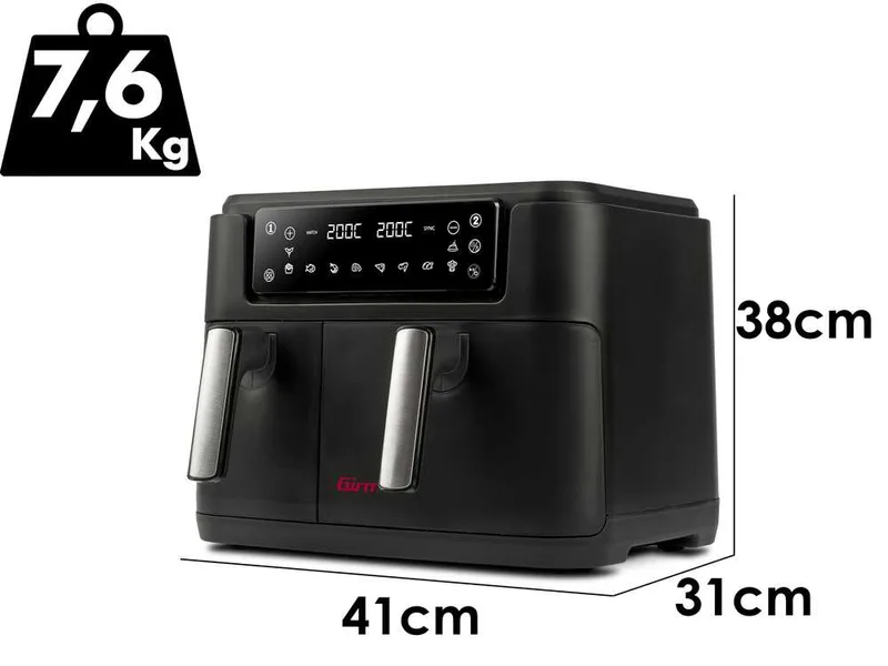Girmi FG26 Ecofrit Bis - Friteuse à air avec double bac numérique 9 L