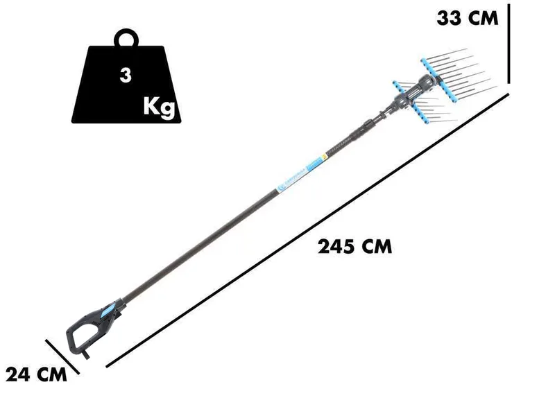 Campagnola Alice STAR 58 PLUS - Peigne vibreur électrique à batterie dorsale - Perche télescopique en carbone de 245 à 330 cm