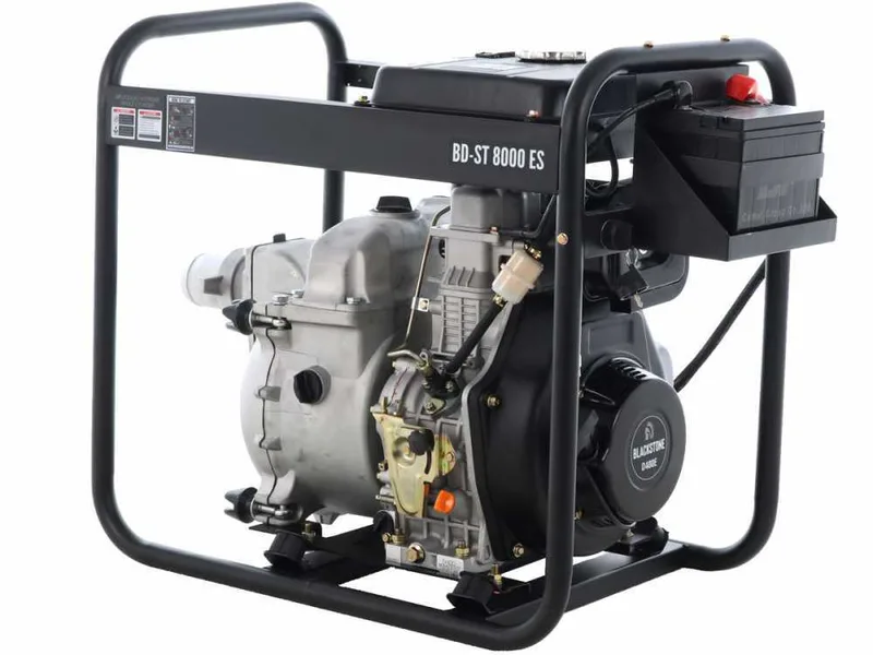 Moto-pompe diesel Blackstone BD-ST 8000ES pour eaux usées chargées avec raccords 80 mm - Euro 5