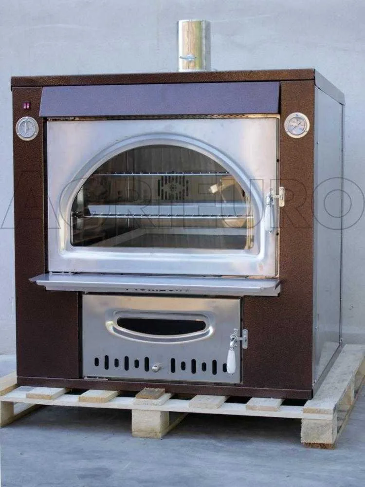 AgriEuro Maximus 80 Deluxe INC - Four encastrable à bois en acier - Cuivre émaillé - Inox