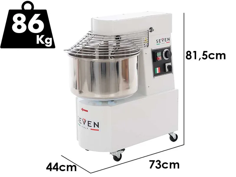 Seven Italy GH H 30 TR 2 V - Pétrin à spirale - 25 kg triphasé à 2 vitesses et haute hydratation