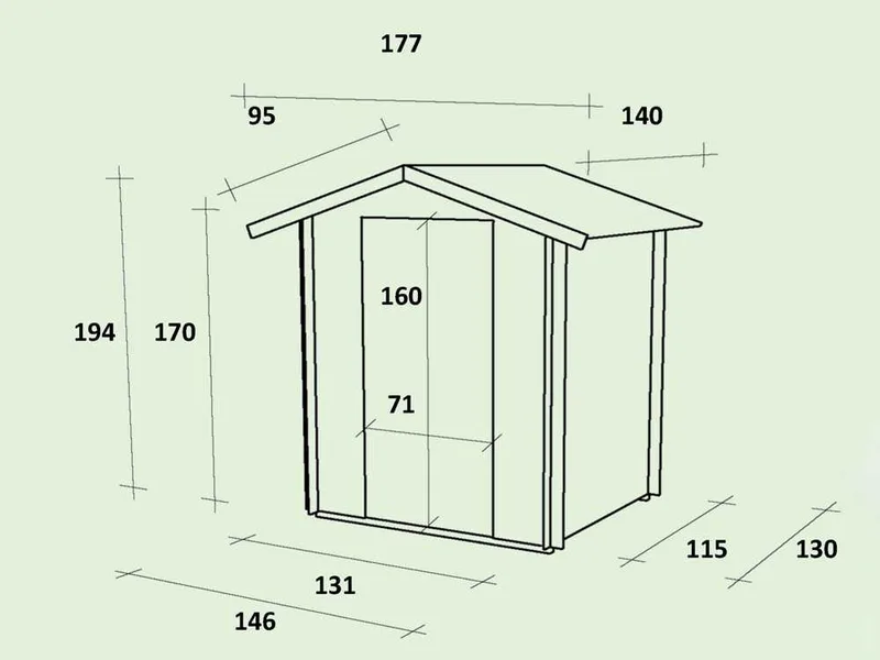 Alce Flavia 146x130 - Abri de jardin en bois - Avec fenêtre frontale - 146x130x194 cm