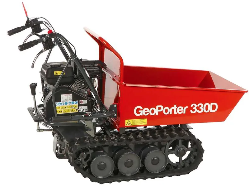 GeoTech Pro GeoPorter 330D - Brouette motorisée à chenilles à 6 galets avec benne dumper - 300 kg