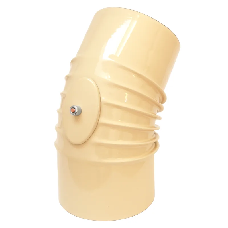 Coude de conduit de fumée / Coude de tuyau de poêle émaillé 150 mm - Coude de 45° nervuré ivoire avec ouverture de nettoyage