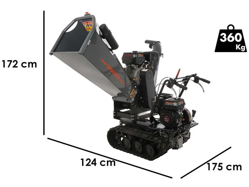 Wortex Tiger D420/120L - Broyeur à moteur thermique avec base à chenilles - Moteur Loncin D420