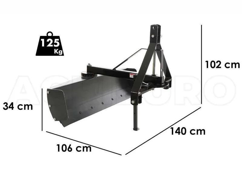 Lame niveleuse pour tracteur Blackstone B-GB 140 à rotaton simple 360° et bras orientable