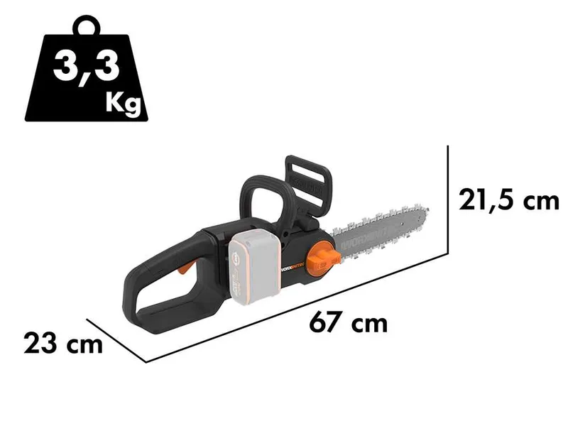 Worx Nitro WG350E.9 - Tronçonneuse à batterie 20 V