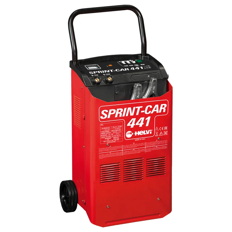 Helvi sprint CAR 441 - Chargeur de batterie et démarreur sur chariot - 12/24V