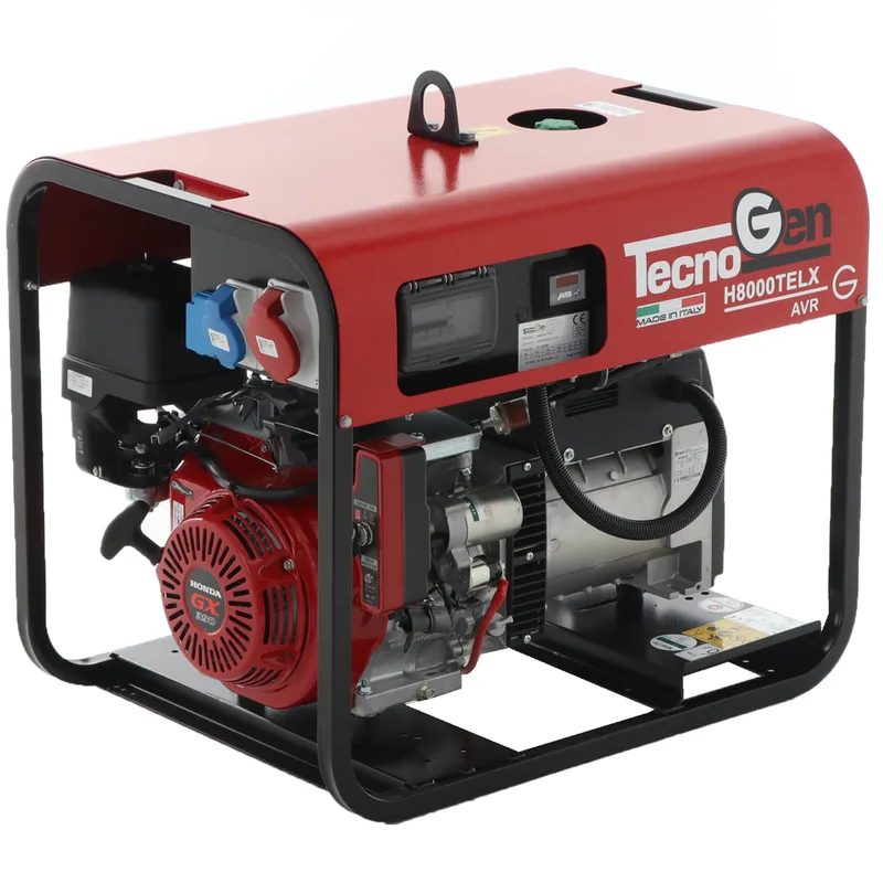TecnoGen H8000TELX - Groupe électrogène à essence dém. électrique 6 kW - Continu 5.4 kW Triphasé