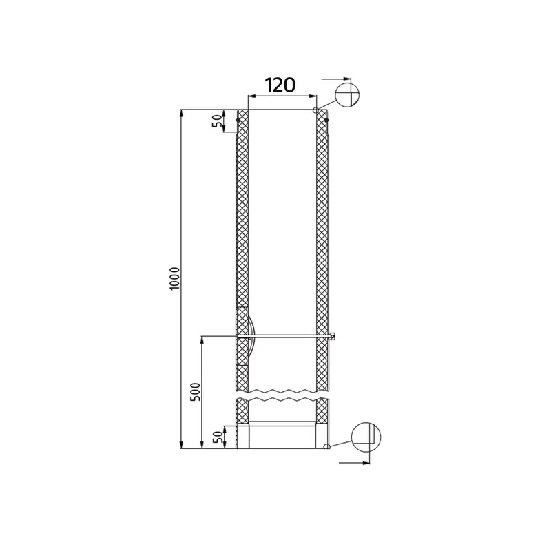 Raik Lifestyle DUO coude de tuyau de fumée 120mm noir L: 1000mm avec porte pour tuyau de fumée / conduit de fumée