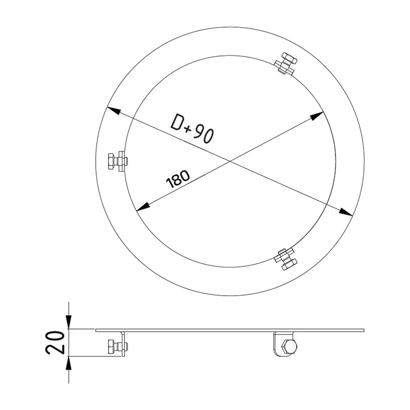 Raik Lifestyle DUO bague de finition 180mm noir pour tuyau de fumée / conduit de fumée