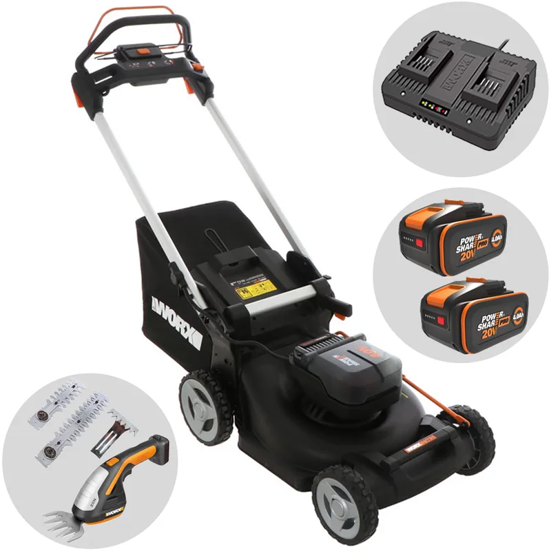 Tondeuse tractée à batterie worx nitro WG749E - 40V / 4Ah - coupe de 46 cm