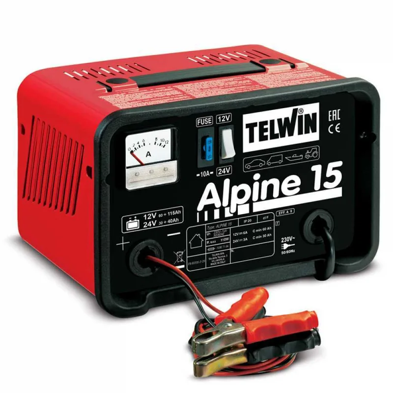 Telwin Alpine 15 - Chargeur de batterie - batteries humides d'une tension de 12/24V - monophasé