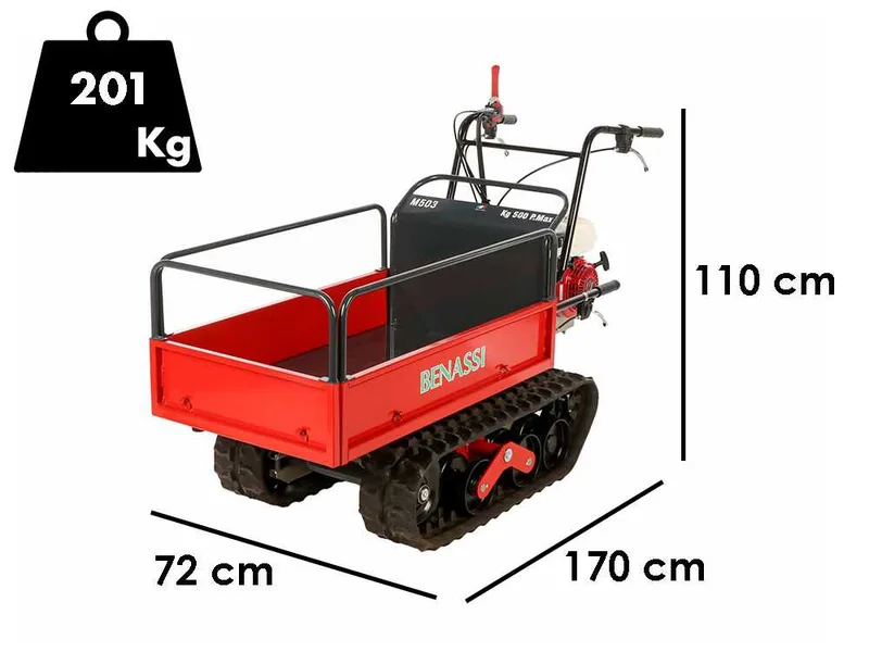 Benassi M503 - Brouette à moteur extensible sur chenilles - Capacité de charge 550Kg