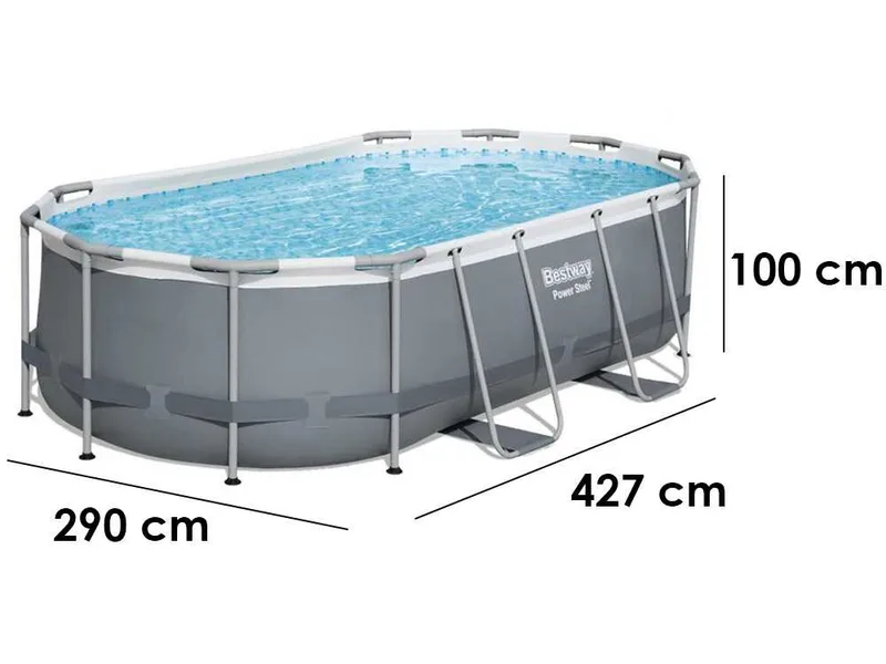 Bestway Power Steel 56620 - 427 x 250 x 100 cm - Piscine ovale