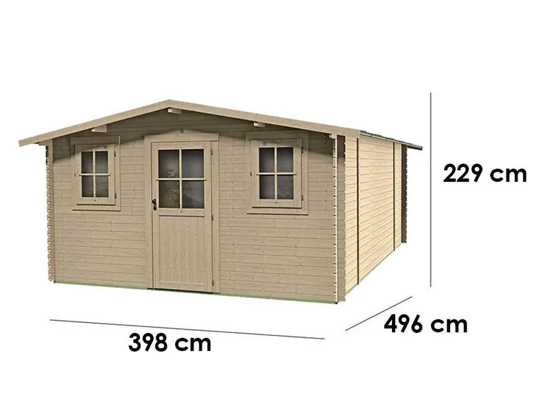 Alce Dublino Express 398 x 496 - Abri de jardin en bois - Avec fenêtres - 398 x 496 x 229 cm