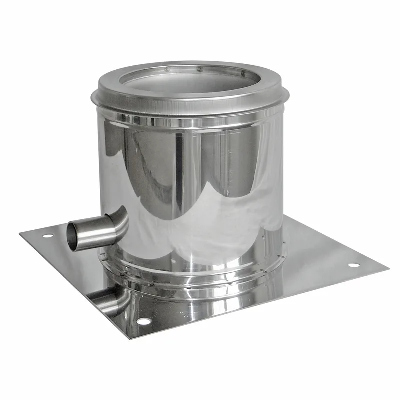 Opsinox conduit de cheminée en acier inoxydable 180 mm avec console de sol et évacuation des condensats BPDC.