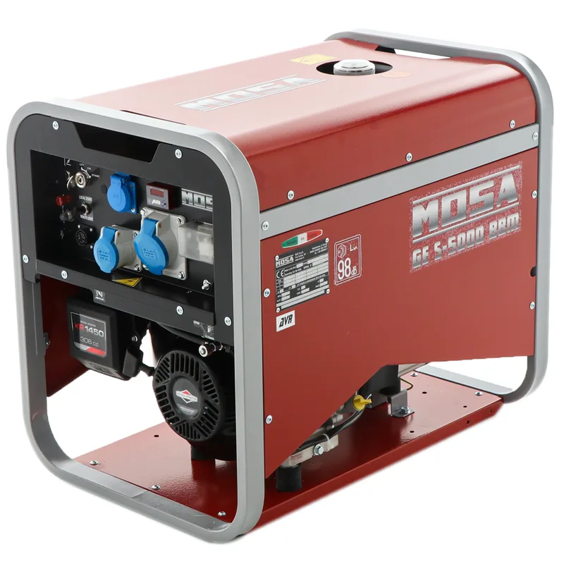 MOSA GE S-5000 BBM AVR EAS - Groupe électrogène à essence avec AVR et dém. électrique 4.5 kW - Continue 3.6 kW Monophasé - Moteur B&S XR1450