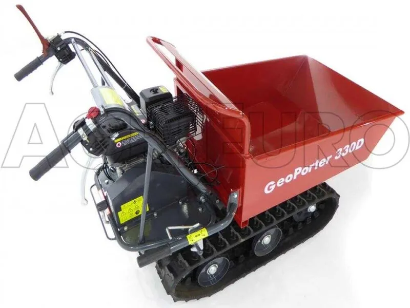 GeoTech Pro GeoPorter 330D - Brouette motorisée à chenilles à 4 galets avec benne dumper - 300 kg