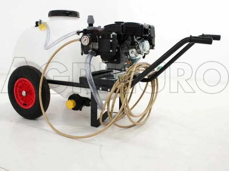Groupe motopompe de pulvérisation Comet MTP MC 25 - Loncin 148F-2 sur chariot réservoir 120 lt avec crochet