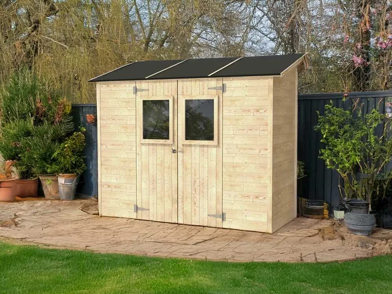 Alce Vaniglia 245x102 - Abri de jardin en bois - Avec fenêtre à l'avant - 245x102x222 cm
