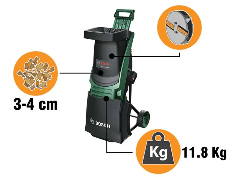 Bosch UniversalShredder - Broyeur de jardin à batterie 36 V - avec bac de ramassage