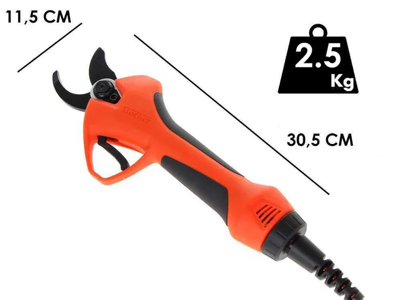 Sécateur de taille à batterie Stocker Vulcano E-35 TPC - Batterie de 43,2 et 4,4 Ah - Diamètre de coupe 35 mm