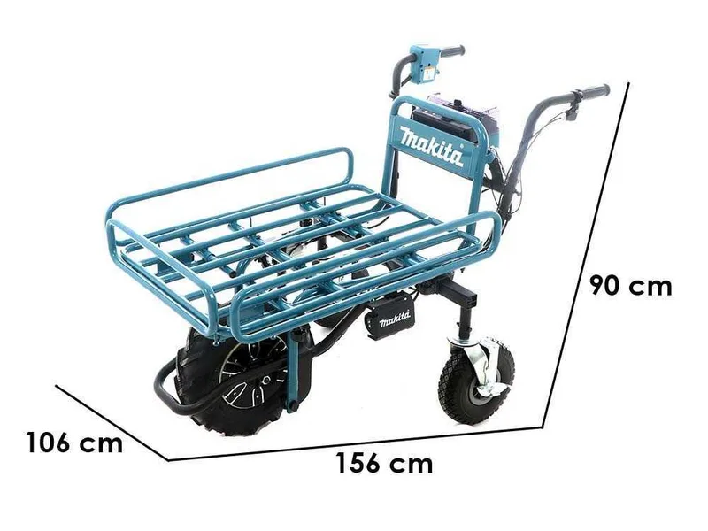 Brouette électrique à roues Makita DCU180 avec châssis tubulaire - sans batteries