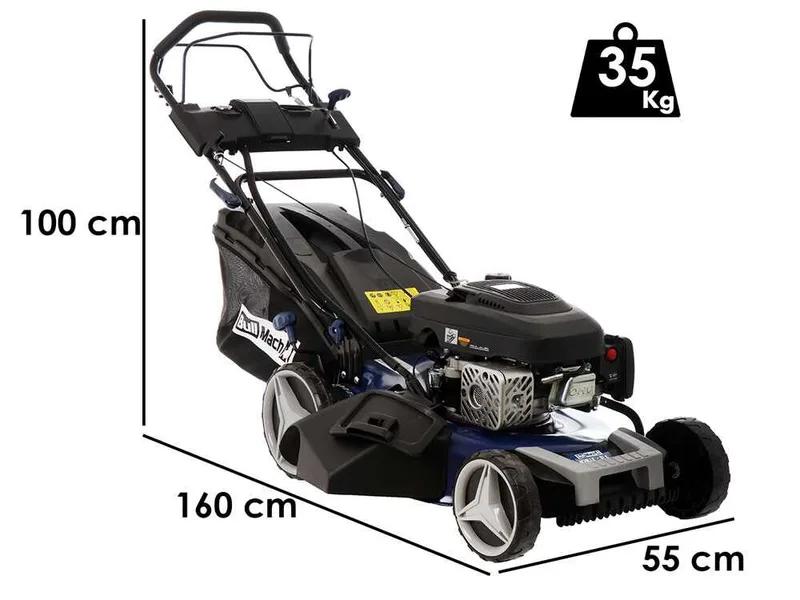 BullMach ACHILLE 51 E - Tondeuse à gazon thermique tractée - Moteur de 224 cm³ - Démarrage électrique