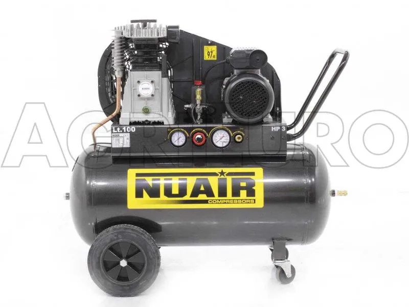 Nuair B 3800B/3M/100 TECH - Compresseur d'air électrique monophasé à courroie - Moteur 3 CV - 100 L