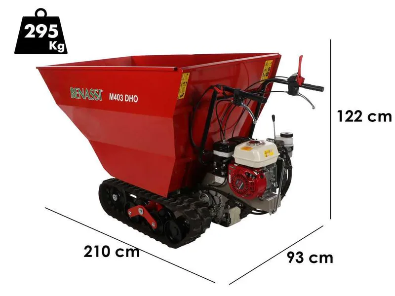 Benassi M403DHO - Brouette à chenilles - Benne hydraulique dumper - Capacité 400 kg