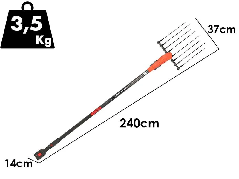 Aima Special ONE Cordless - Peigne vibreur électrique à batterie - Perche fixe en aluminium - 240 cm - 2 x 21 V 9 Ah