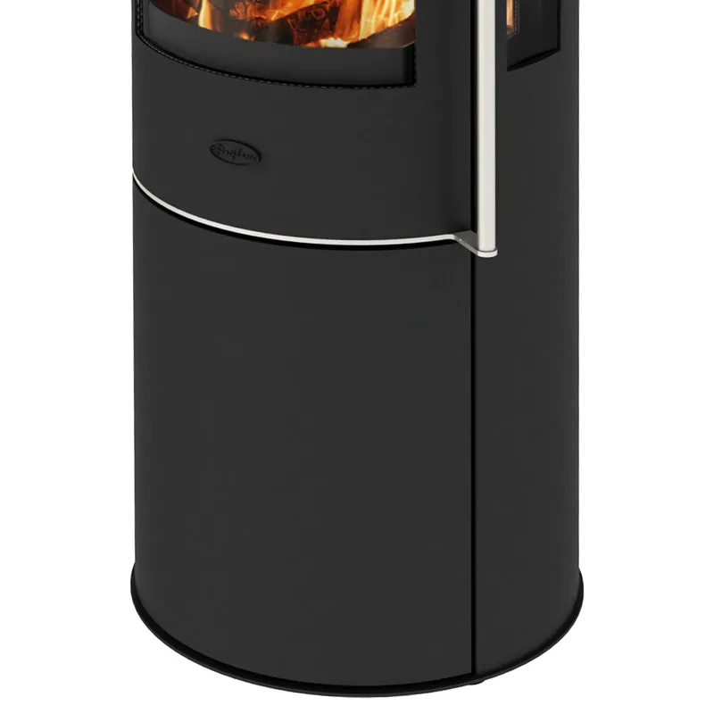 Fireplace Elite Magnolia poêle à bois en acier noir avec plaque de recouvrement en verre.