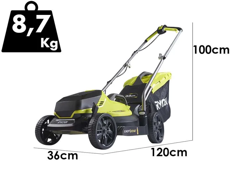 Ryobi OLM1833B - Tondeuse à gazon à batterie 18 V/4 Ah - Largeur de coupe 33 cm