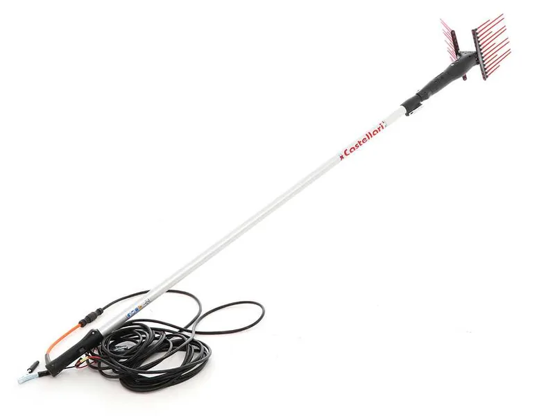 Castellari Olivance EP S L V2 - Peigne vibreur électrique à batterie de type automobile avec câble inclus - Perche télescopique en aluminium 220/300 cm
