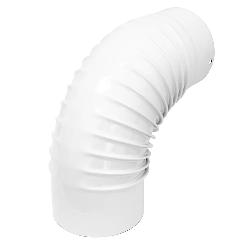 Coude de conduit de fumée / Coude de tuyau de poêle émaillé 130mm - Coude à 90° nervuré blanc