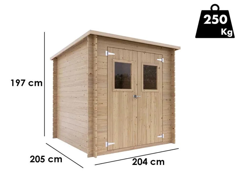 Alce Gallipoli 198x198 - Abri de jardin en bois - Avec fenêtre avant - 204x205x197 cm
