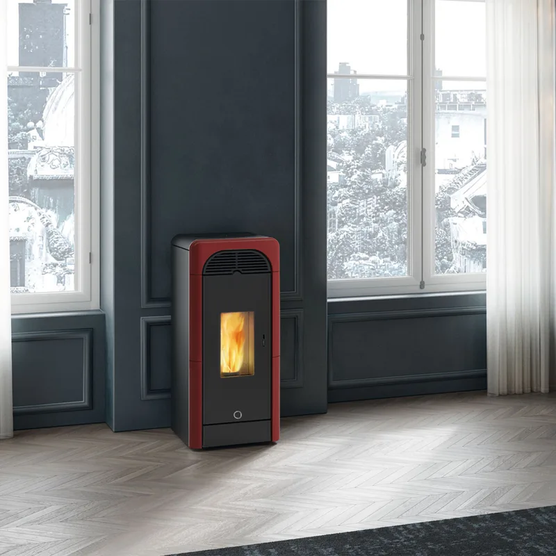 EK63 Berry 90+ Evo Poêle à granulés céramique bordeaux