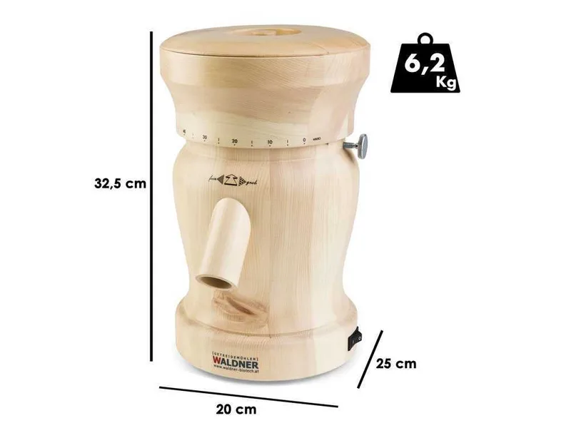 Waldner Lady - Moulin à farine en pin cembro avec meules en pierre - 400W