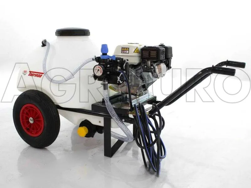 Groupe motopompe de pulvérisation Comet MC 25 - Honda GP 160 et chariot avec cuve 120 l avec crochet