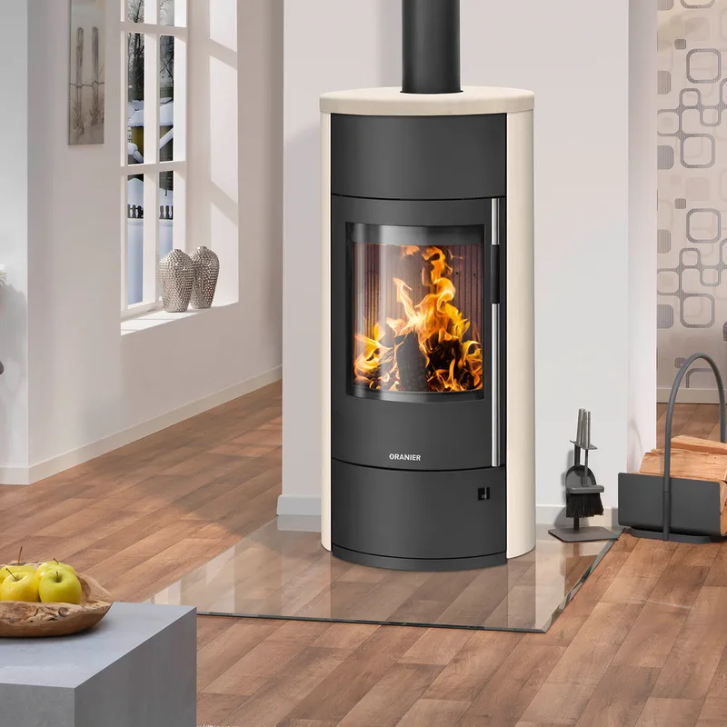 Oranier Polar Neo Vantage W+ Poêle à bois Acier Noir / Pierre calcaire Crème