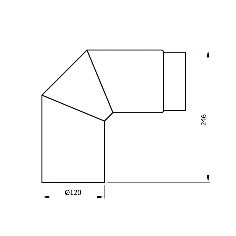 Raik Basic coude de tuyau de fumée 120mm noir 90° 3 pièces, sans porte pour tuyau de fumée / conduit de fumée